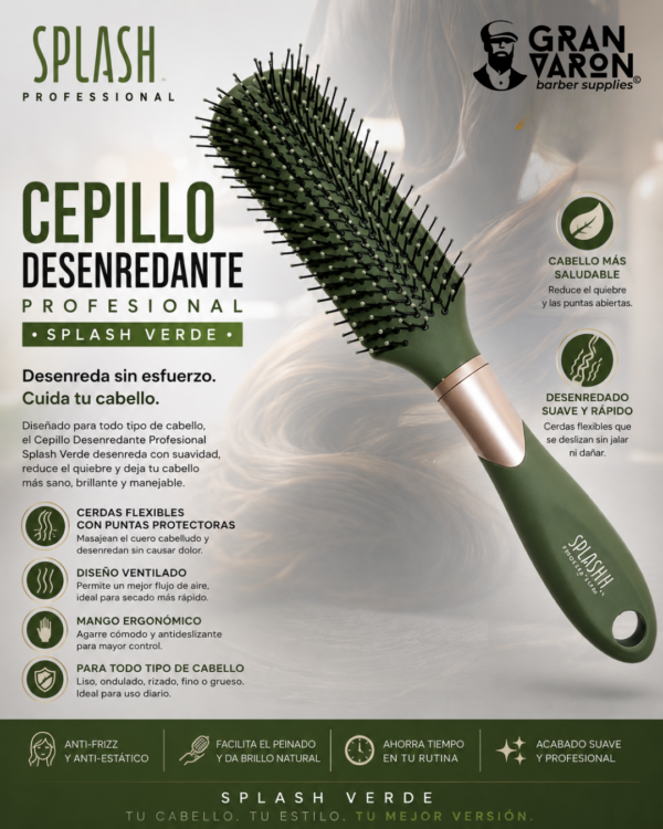 Cepillo Desenredante Profesional Splash Verde
