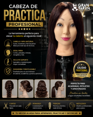 Cabeza de Maniquí para Práctica Profesional (80% Cabello Natural)