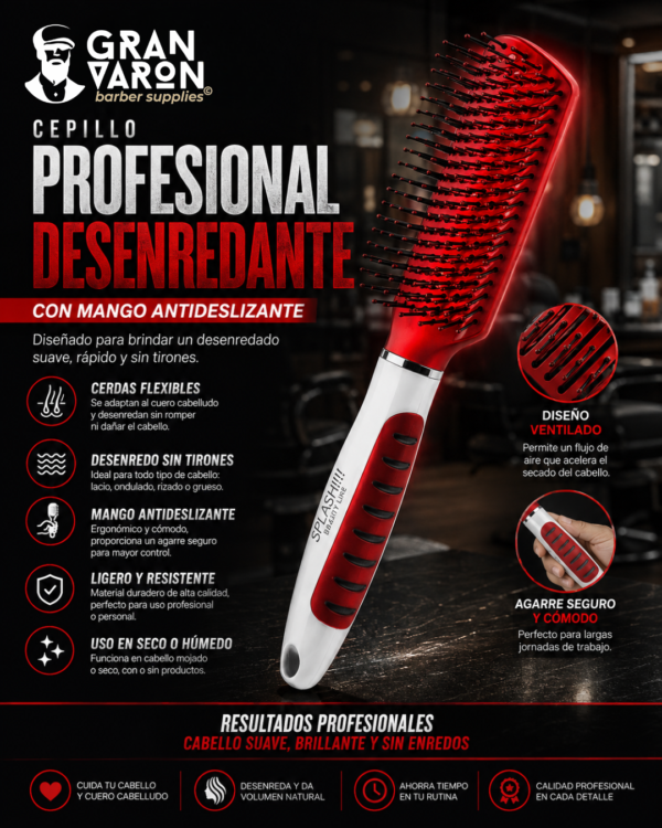 Diseño sin título (1) Cepillo Profesional Desenredante con Mango Antideslizante