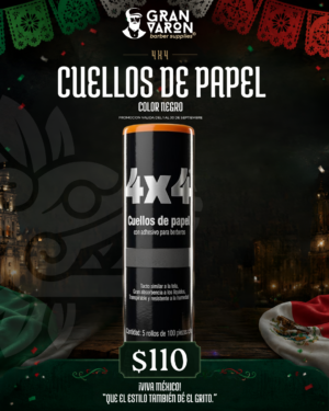 5 Cuellos de Papel Color Negro 4x4