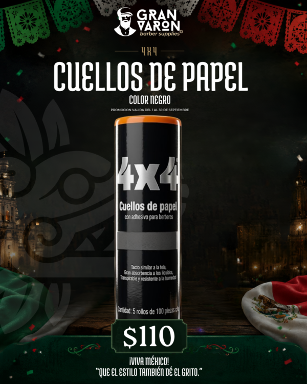5 Cuellos de Papel Color Negro 4x4