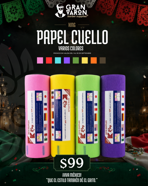 9 Papel Cuello Varios Colores King